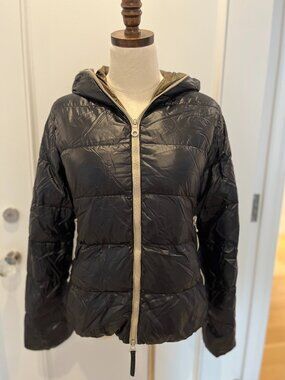 Black/brown Duvetica Hooded Goose Down Parka Size IT 42
